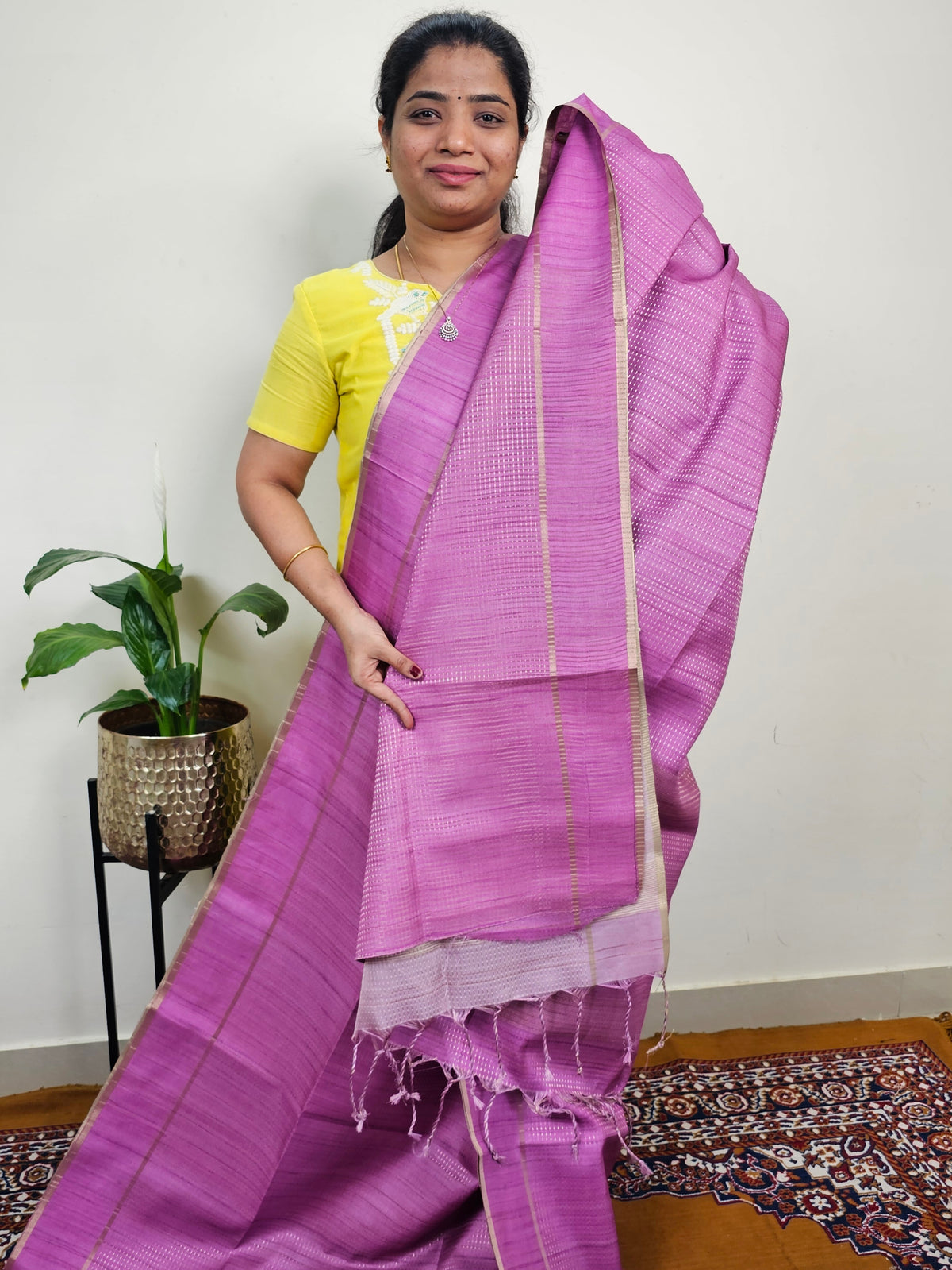 Soft Semi Tussar with Zari Weaving Saree - Pink