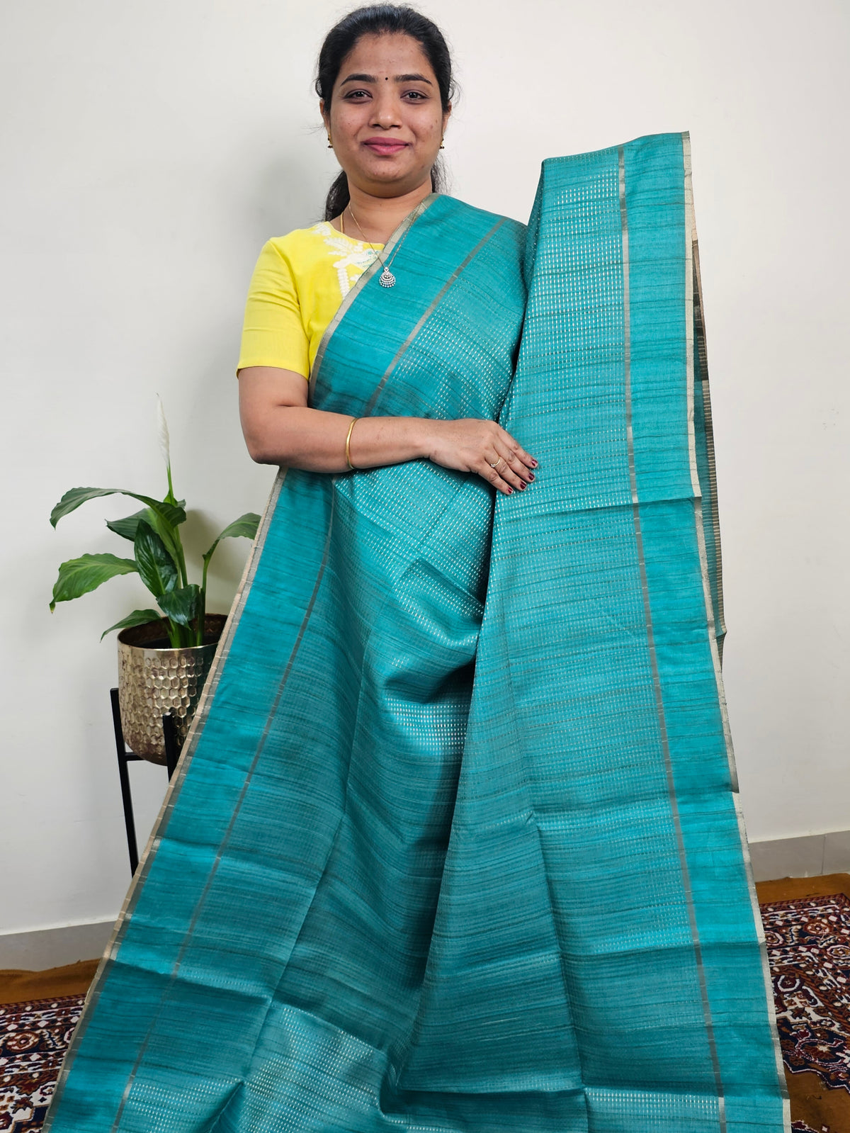 Soft Semi Tussar with Zari Weaving Saree - Sea Green