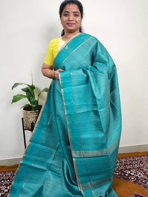 Soft Semi Tussar with Zari Weaving Saree - Sea Green