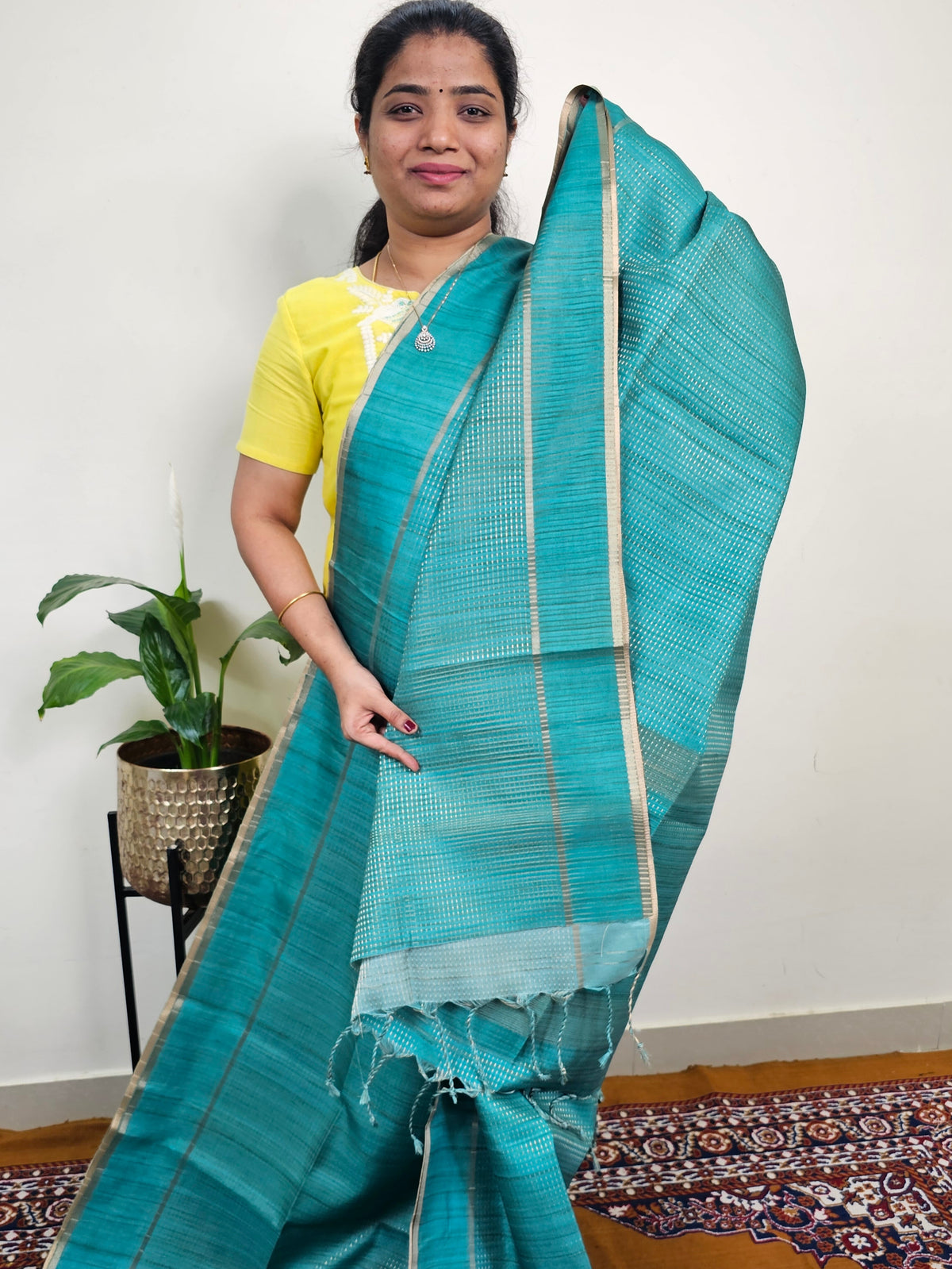 Soft Semi Tussar with Zari Weaving Saree - Sea Green