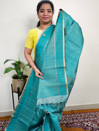 Soft Semi Tussar with Zari Weaving Saree - Sea Green
