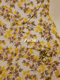 Georgette Saree - Cream with Yellow