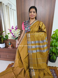 Mangalagiri Silk Cotton - Dark Mustard Brown