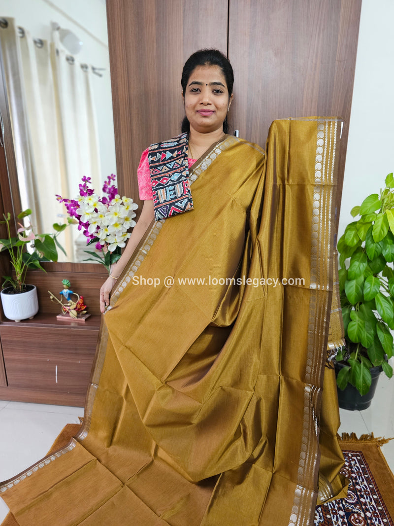 Mangalagiri Silk Cotton - Dark Mustard Brown