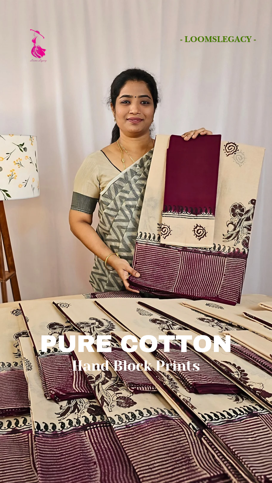 𝐏𝐫𝐞𝐛𝐨𝐨𝐤𝐢𝐧𝐠 𝐀𝐯𝐚𝐢𝐥𝐚𝐛𝐥𝐞 - 𝟐0 𝐝𝐚𝐲 𝐃𝐢𝐬𝐩𝐚𝐭𝐜𝐡 𝐓𝐢𝐦𝐞 Pure Cotton with Hand Block Prints - Beige with Dark Maroon