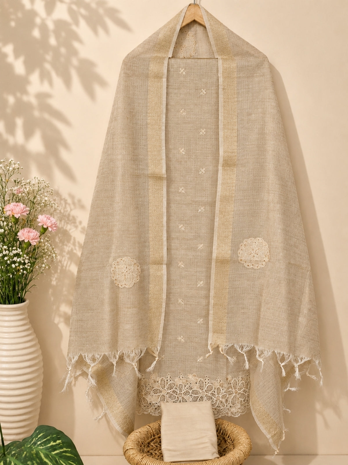 Semi Tussar Tissue Unstitched Salwar – Tussar Shade