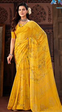 Georgette Saree - Yellow
