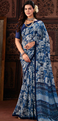 Georgette Saree - Blue