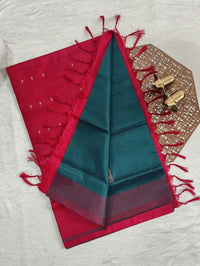 Chinnalampattu Saree - Peacock Green with Red