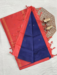 Chinnalampattu Saree - Dark Blue with Red