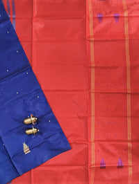 Chinnalampattu Saree - Dark Blue with Red