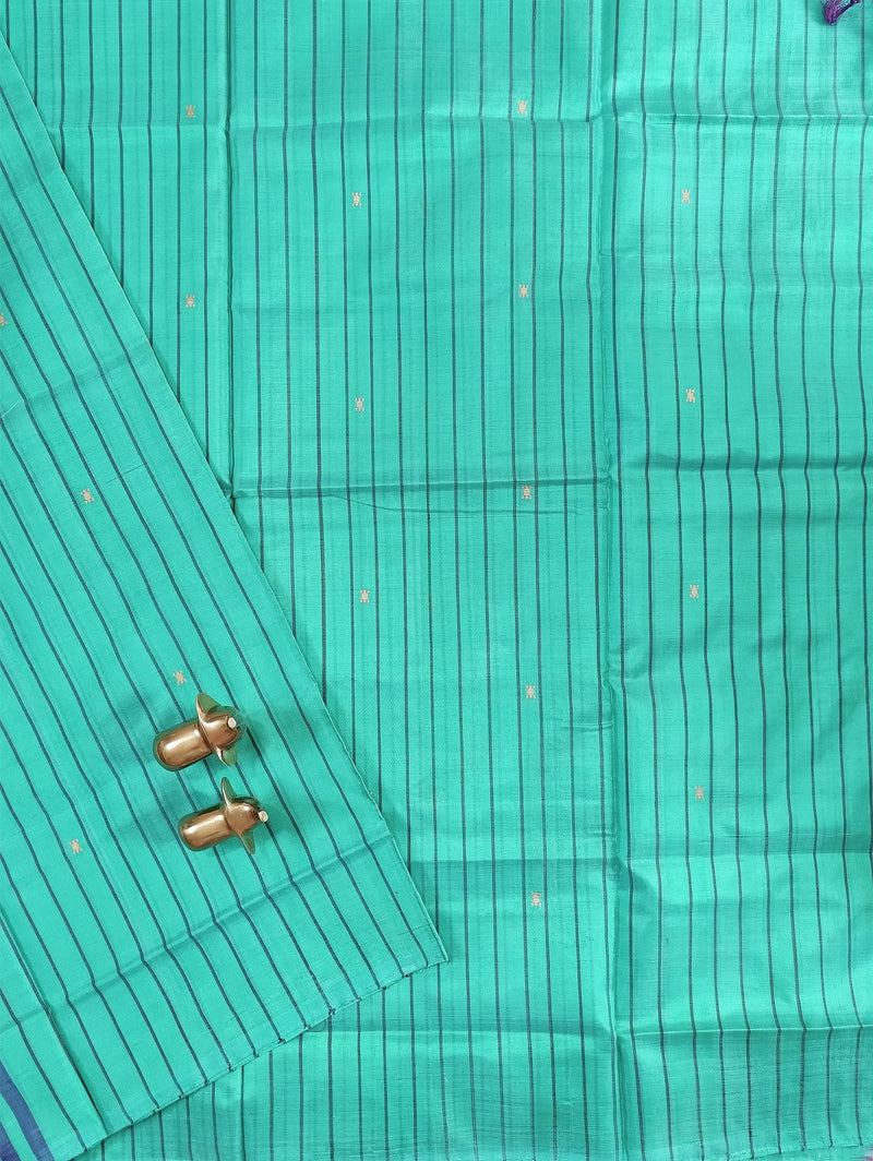 Chinnalampattu Saree - Sea Green with Purple