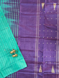 Chinnalampattu Saree - Sea Green with Purple