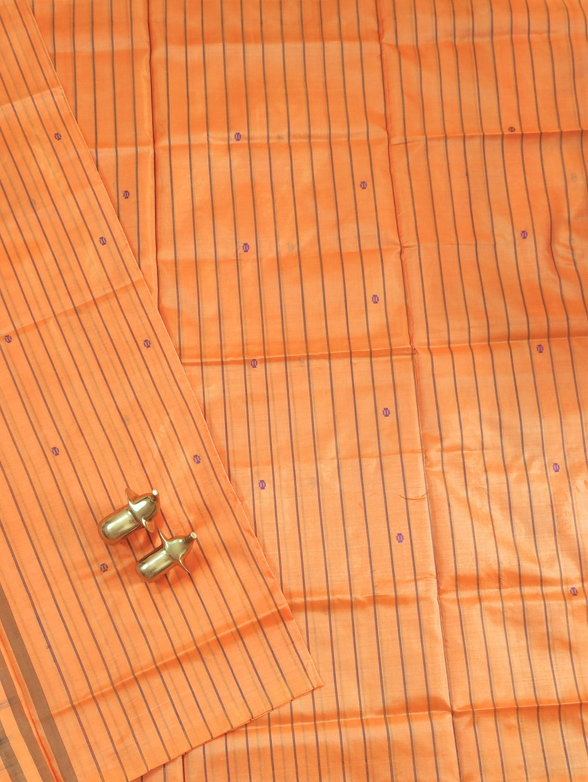 Chinnalampattu Saree - Orange with Brown