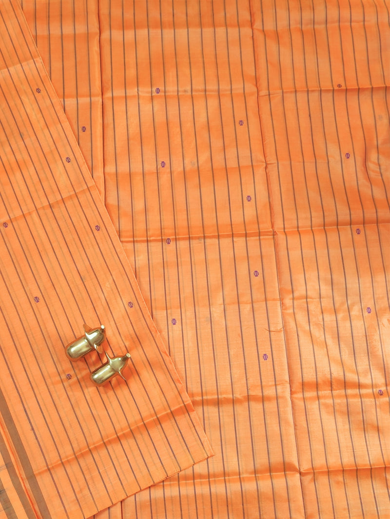 Chinnalampattu Saree - Orange with Brown