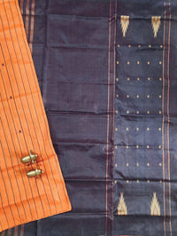 Chinnalampattu Saree - Orange with Brown