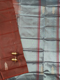 Chinnalampattu Saree - Dark Brown with Grey