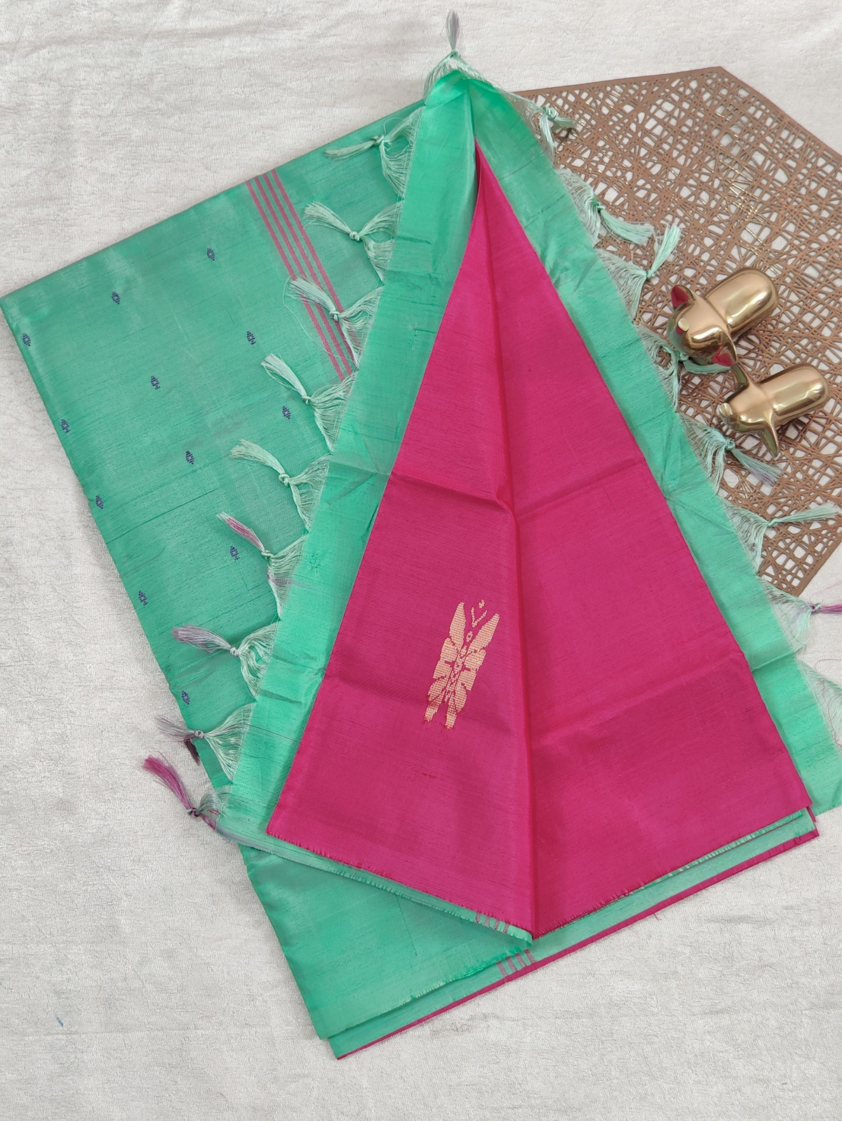 Chinnalampattu Saree - Pink with Sea Green
