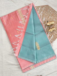 Chinnalampattu Saree - Sea Green with Peach