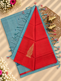 Chinnalampattu Saree - Red with Blue