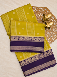 Mustard with Purple Premium Semi Mysore Crepe Silk Saree