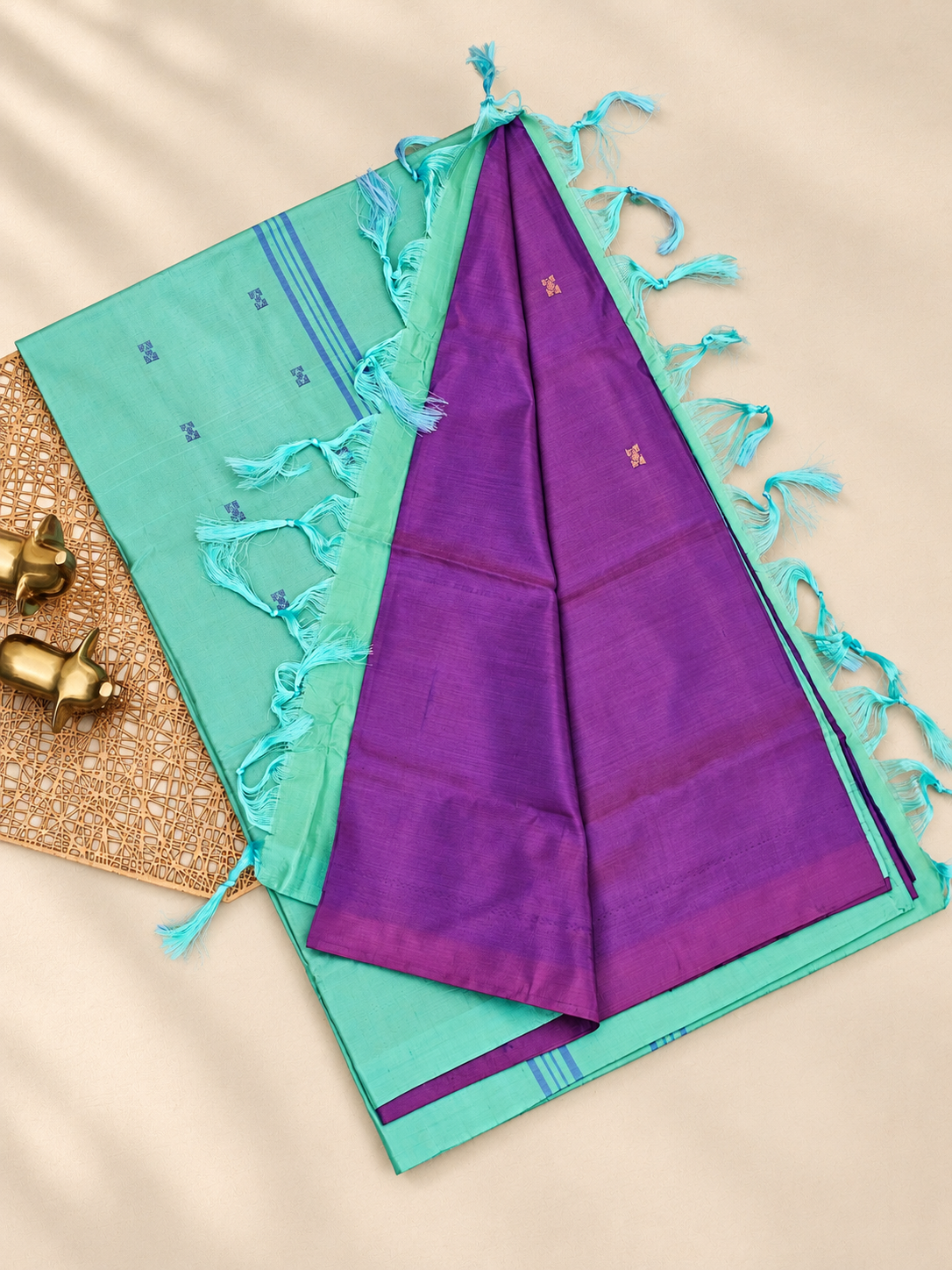 Chinnalampattu Saree - Purple with Sea Blue
