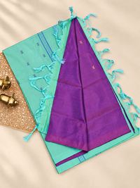 Chinnalampattu Saree - Purple with Sea Blue