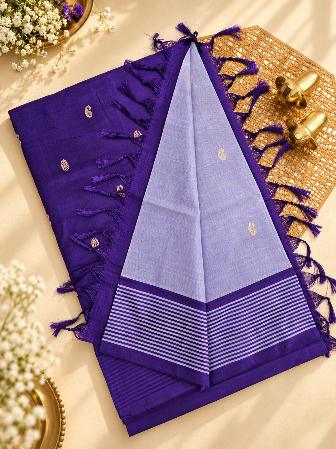 Chinnalampattu Saree - Pastel Violte with Purple