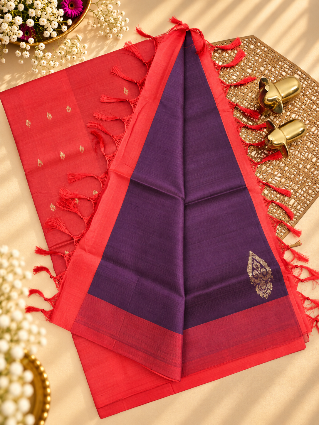 Chinnalampattu Saree - Purple with Red