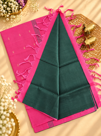 Chinnalampattu Saree - Green with Pink