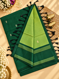 Chinnalampattu Saree - Light Green with Dark Green