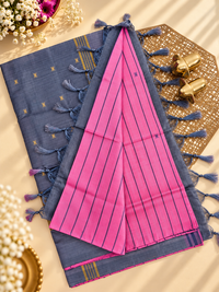 Chinnalampattu Saree - Pink with Grey