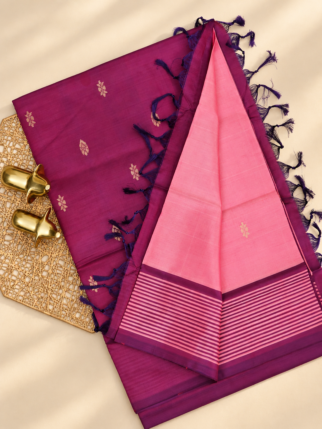 Chinnalampattu Saree -  Peach with Maroon
