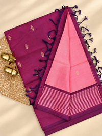Chinnalampattu Saree -  Peach with Maroon