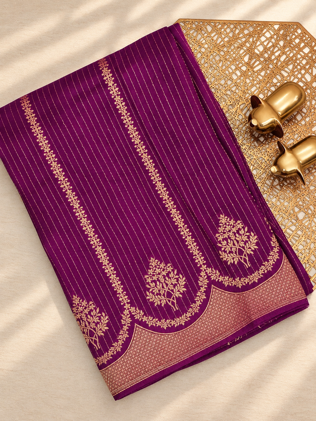 Semi Kathan Silk Saree - Purple