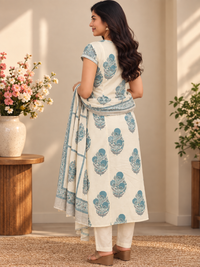 Pure Cotton 3 pcs Salwar - Rama Green