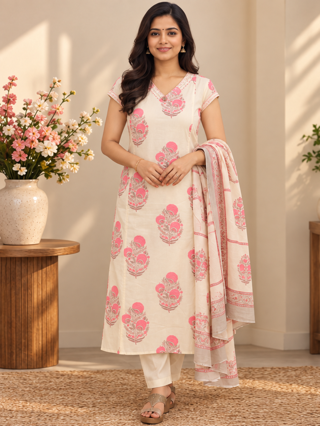 Pure Cotton 3 pcs Salwar - Pink