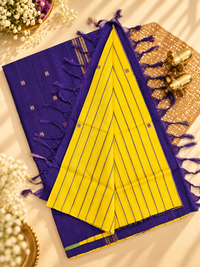 Chinnalampattu Saree - Yellow with Dark Purple