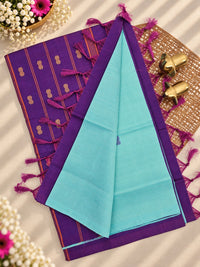 Chinnalampattu Saree - Sea Blue with Purple