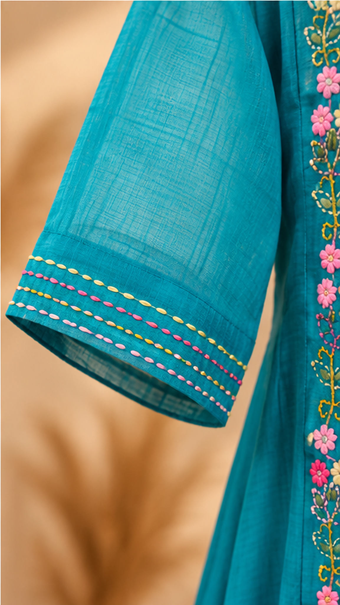 Premium Mul Chanderi 3 pcs Salwar Suit - Blue