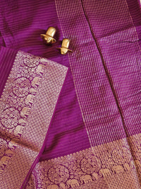 Semi Mysore Crepe Silk Saree - Magenta Pink