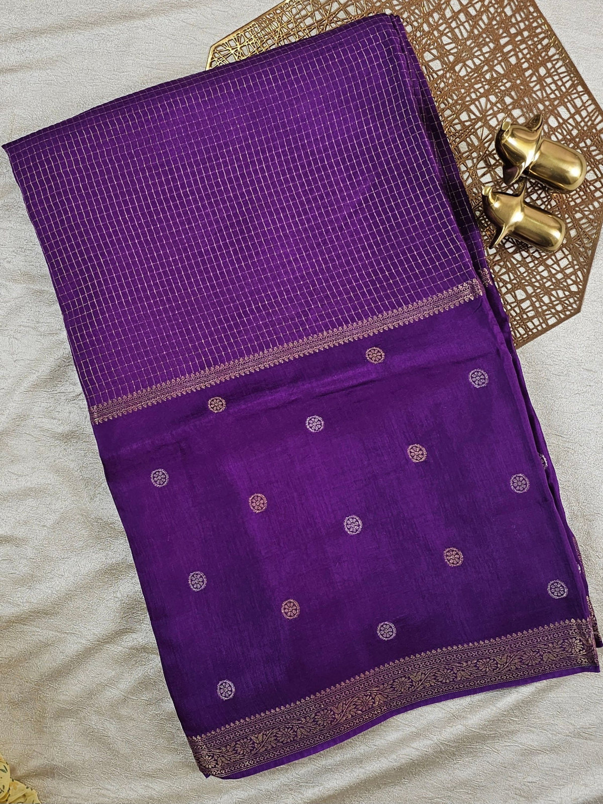 Semi Mysore Crepe Silk Saree - Dark Purple