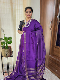 Semi Mysore Crepe Silk Saree - Dark Purple