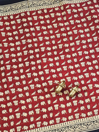 Mul Mul Cotton  - Dark Red with Black