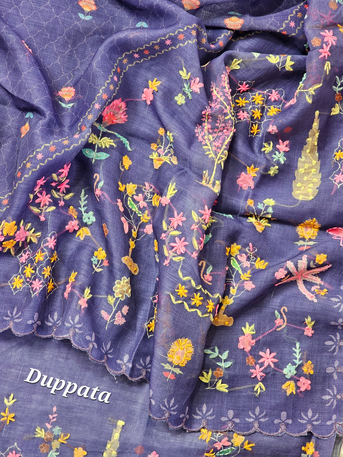 Linen Tissue Unstitched Salwar - Dark Violet