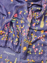 Linen Tissue Unstitched Salwar - Dark Violet