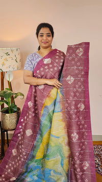 Bhagalpuri with Digital Prints - Maroon