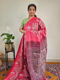 Bhagalpuri with Batik Print - Pink with Maroon