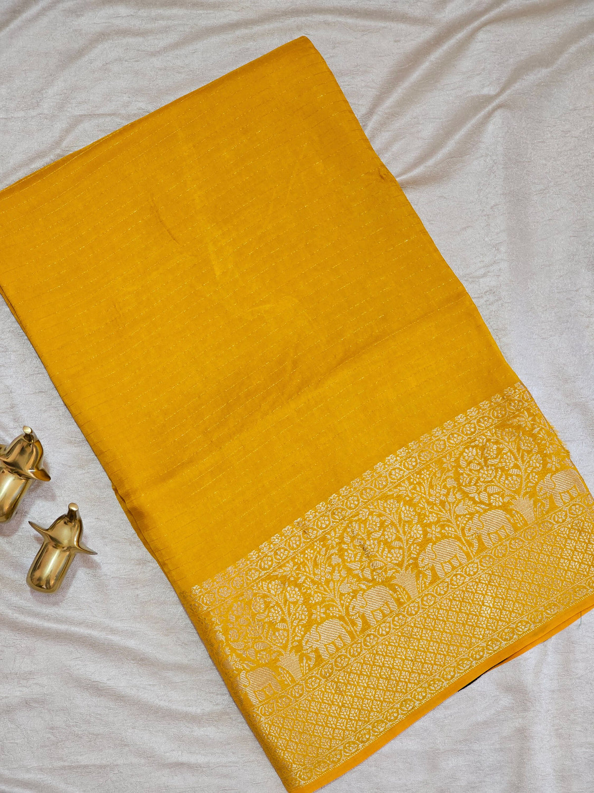 Semi Mysore Crepe Silk Saree - Yellow