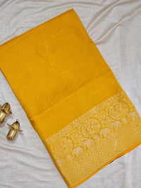 Semi Mysore Crepe Silk Saree - Yellow